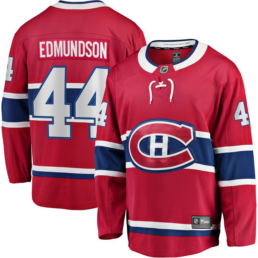 Men Montreal Canadiens 44 Joel Edmundson Fanatics Branded Red Breakaway Player NHL Jersey